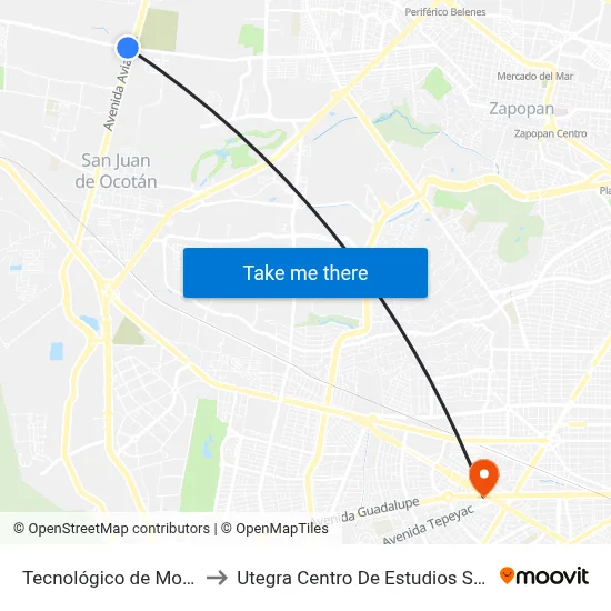 Tecnológico de Monterrey to Utegra Centro De Estudios Superiores map