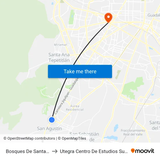 Bosques De Santa Anita to Utegra Centro De Estudios Superiores map
