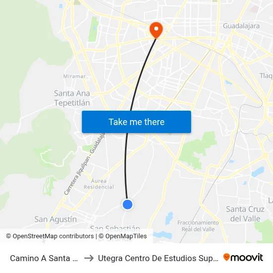 Camino A Santa Anita to Utegra Centro De Estudios Superiores map