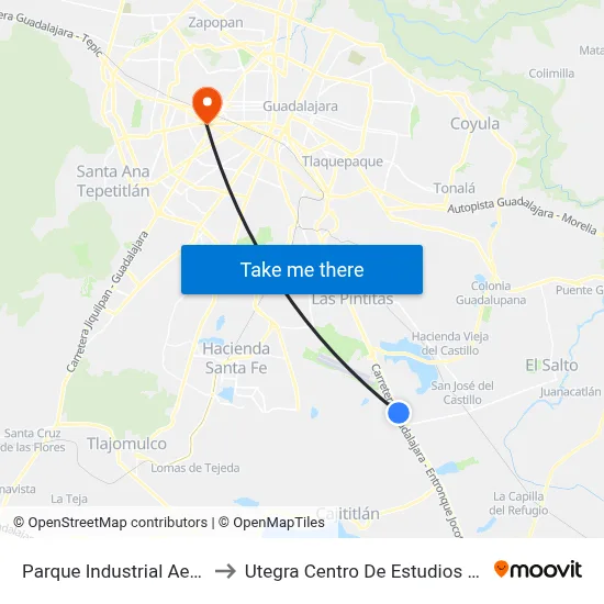 Parque Industrial Aeropuerto to Utegra Centro De Estudios Superiores map