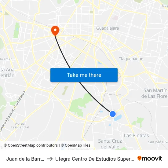 Juan de la Barrera to Utegra Centro De Estudios Superiores map