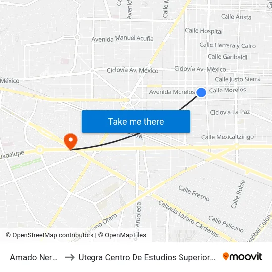 Amado Nervo to Utegra Centro De Estudios Superiores map