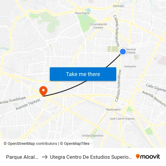 Parque Alcalde to Utegra Centro De Estudios Superiores map