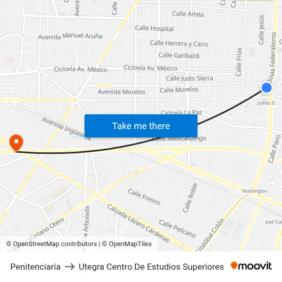 Penitenciaría to Utegra Centro De Estudios Superiores map