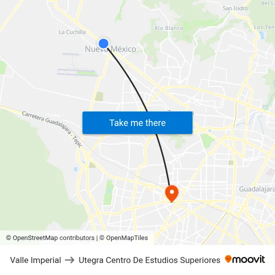 Valle Imperial to Utegra Centro De Estudios Superiores map