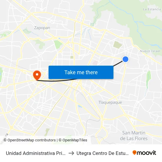 Unidad Administrativa Prisciliano Sánchez to Utegra Centro De Estudios Superiores map