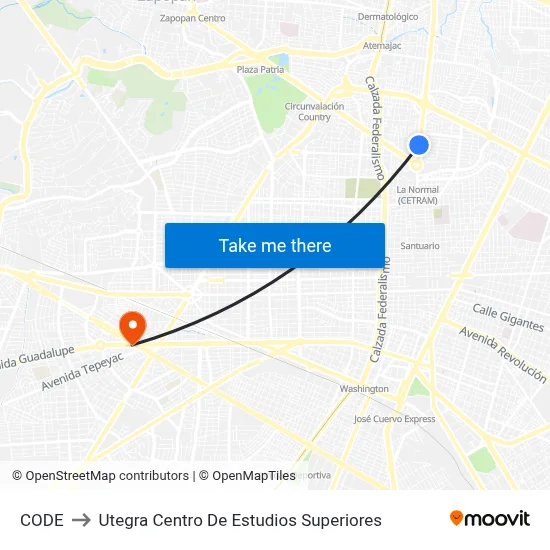 CODE to Utegra Centro De Estudios Superiores map