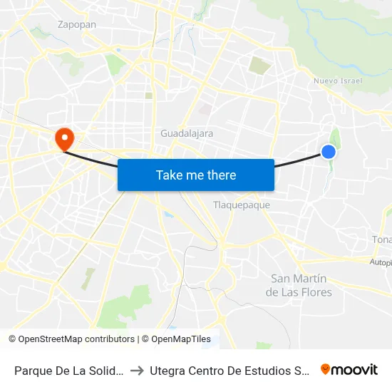 Parque De La Solidaridad to Utegra Centro De Estudios Superiores map