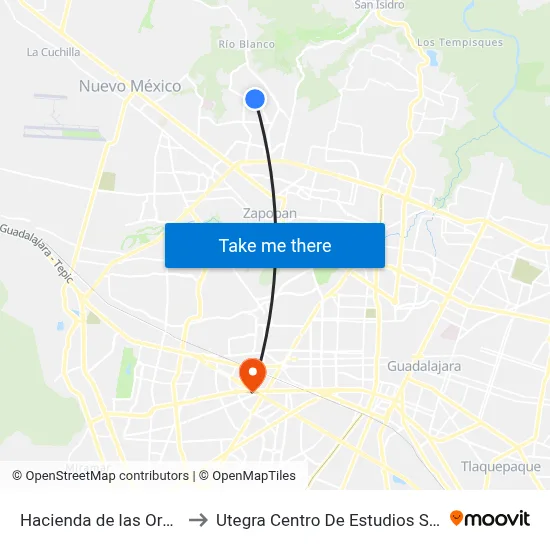 Hacienda de las Orquídeas to Utegra Centro De Estudios Superiores map