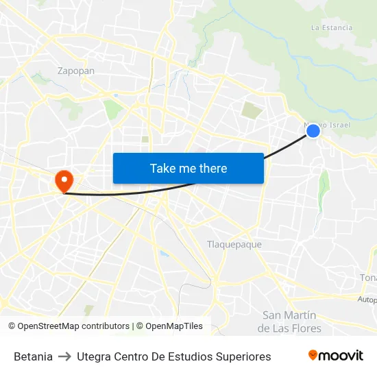 Betania to Utegra Centro De Estudios Superiores map