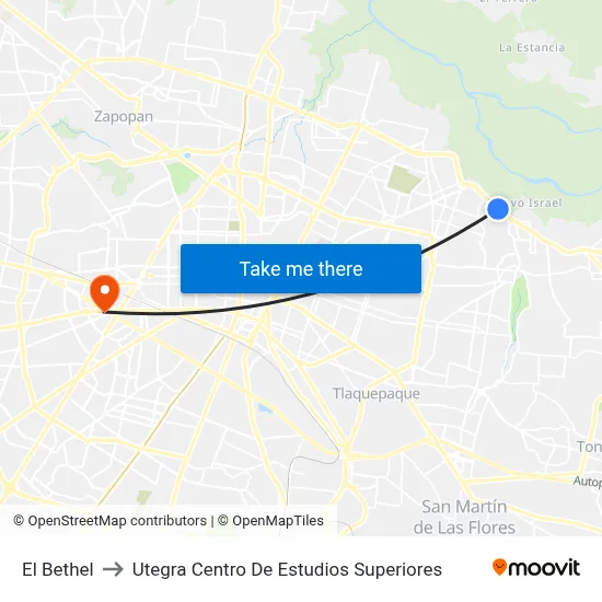 El Bethel to Utegra Centro De Estudios Superiores map