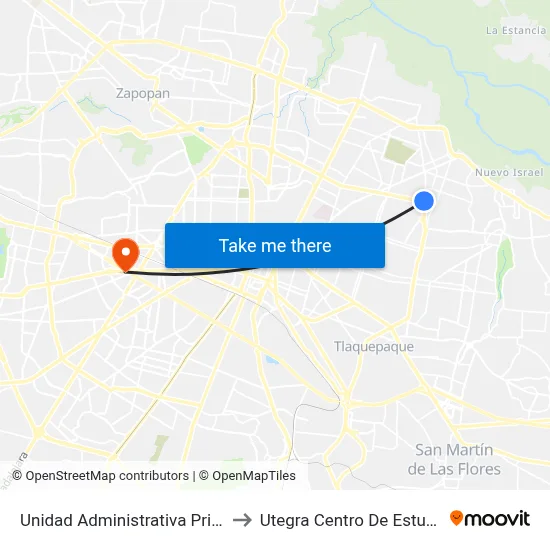 Unidad Administrativa Prisciliano Sánchez to Utegra Centro De Estudios Superiores map