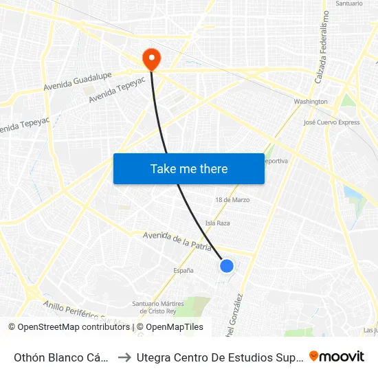Othón Blanco Cáceres to Utegra Centro De Estudios Superiores map