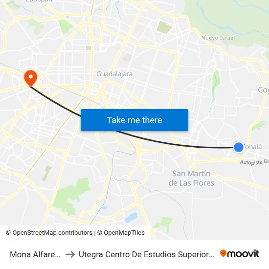 Mona Alfarera to Utegra Centro De Estudios Superiores map