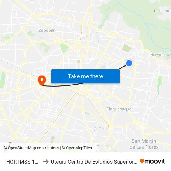 HGR IMSS 110 to Utegra Centro De Estudios Superiores map