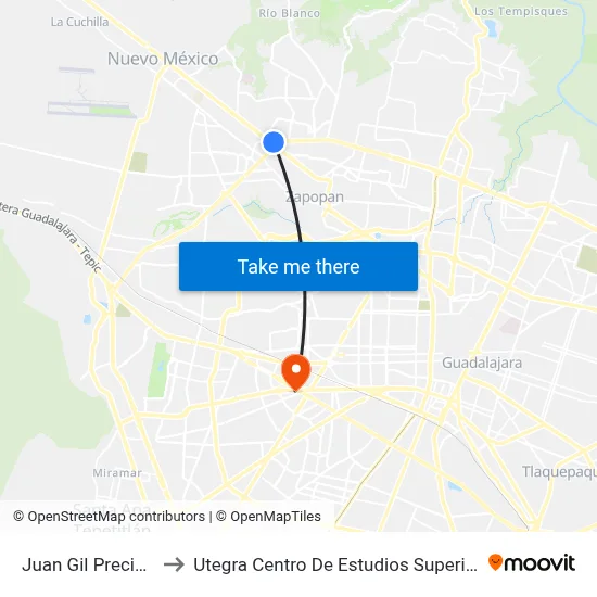 Juan Gil Preciado to Utegra Centro De Estudios Superiores map