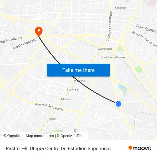 Rastro to Utegra Centro De Estudios Superiores map