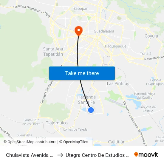 Chulavista Avenida Granada to Utegra Centro De Estudios Superiores map