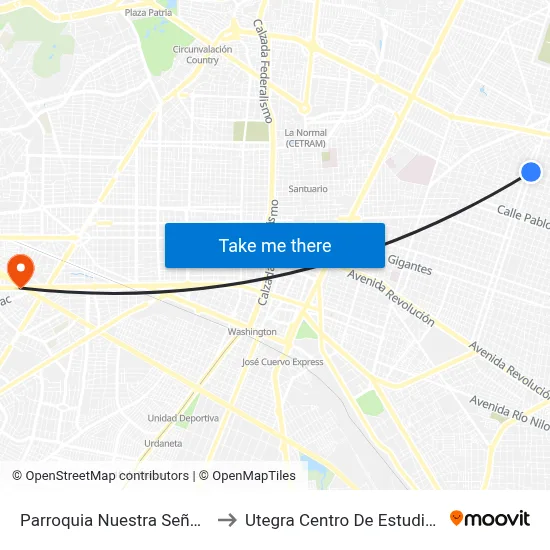 Parroquia Nuestra Señora De Talpita to Utegra Centro De Estudios Superiores map
