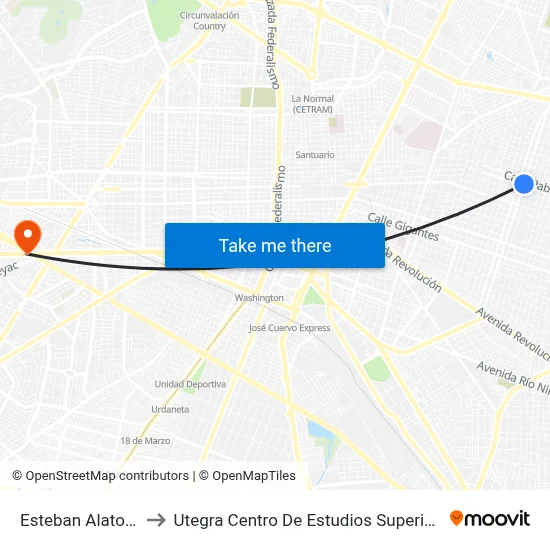 Esteban Alatorre to Utegra Centro De Estudios Superiores map