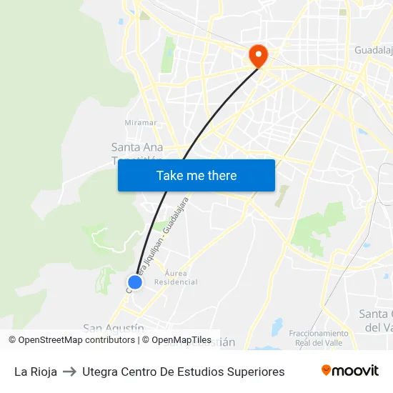 La Rioja to Utegra Centro De Estudios Superiores map