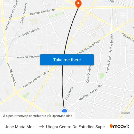 José María Morelos to Utegra Centro De Estudios Superiores map