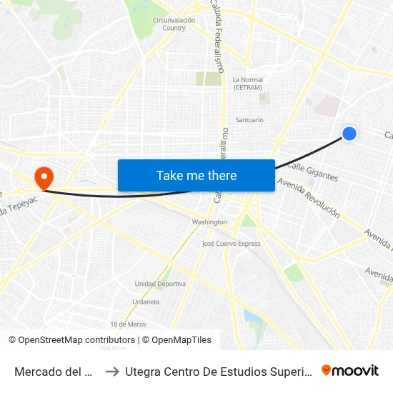 Mercado del Mar to Utegra Centro De Estudios Superiores map