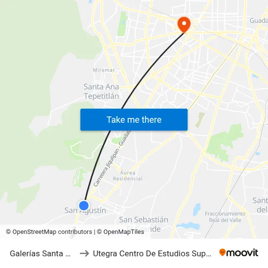 Galerías Santa Anita to Utegra Centro De Estudios Superiores map