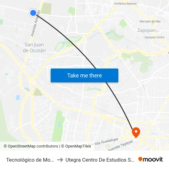 Tecnológico de Monterrey to Utegra Centro De Estudios Superiores map