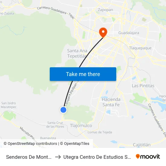 Senderos De Monteverde to Utegra Centro De Estudios Superiores map