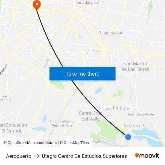 Aeropuerto to Utegra Centro De Estudios Superiores map