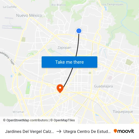 Jardines Del Vergel Calzada Del Vergel to Utegra Centro De Estudios Superiores map