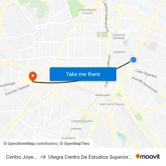 Centro Joyero to Utegra Centro De Estudios Superiores map