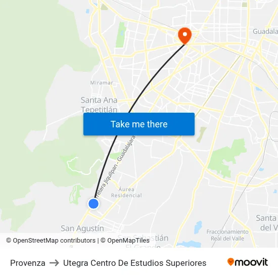 Provenza to Utegra Centro De Estudios Superiores map
