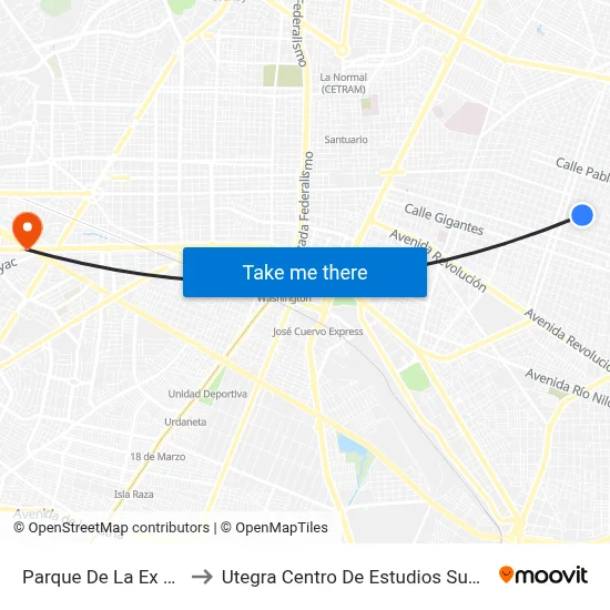 Parque De La Ex Penal to Utegra Centro De Estudios Superiores map
