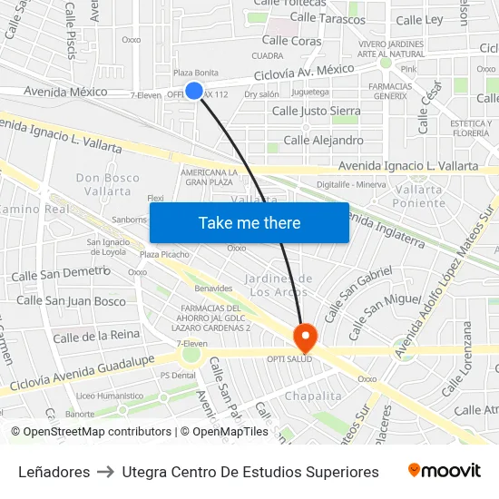 Leñadores to Utegra Centro De Estudios Superiores map