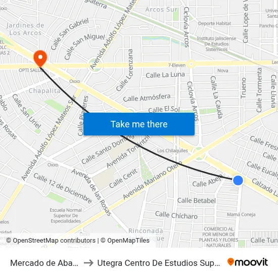 Mercado de Abastos to Utegra Centro De Estudios Superiores map