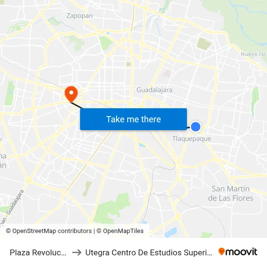 Plaza Revolución to Utegra Centro De Estudios Superiores map