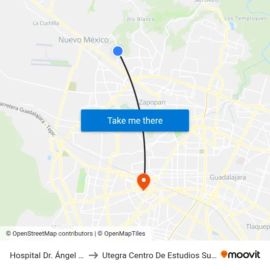 Hospital Dr. Ángel Leaño to Utegra Centro De Estudios Superiores map