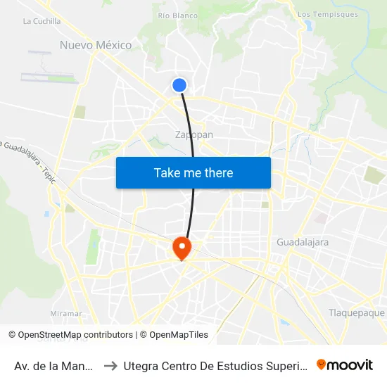 Av. de la Mancha to Utegra Centro De Estudios Superiores map