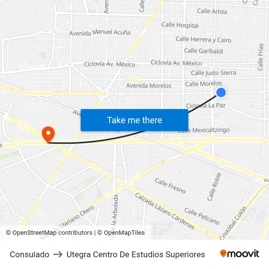 Consulado to Utegra Centro De Estudios Superiores map
