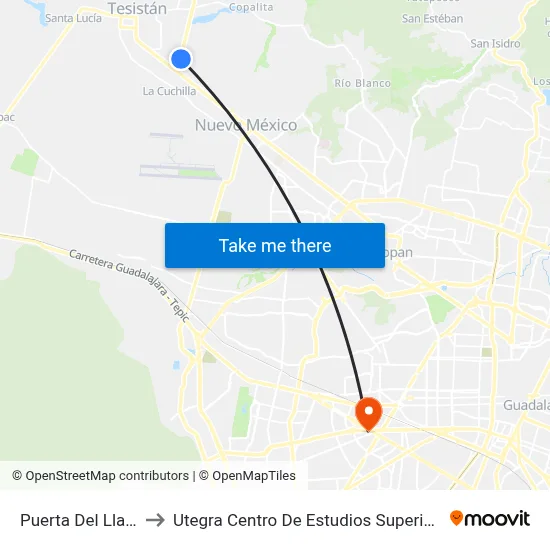 Puerta Del Llano to Utegra Centro De Estudios Superiores map