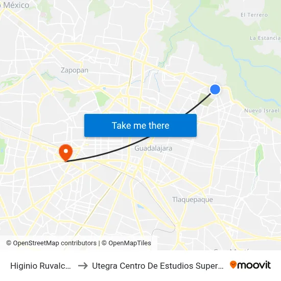 Higinio Ruvalcaba to Utegra Centro De Estudios Superiores map