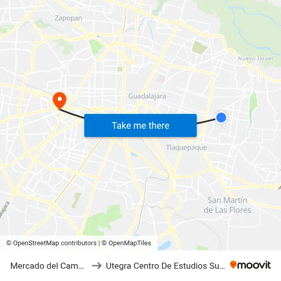 Mercado del Campesino to Utegra Centro De Estudios Superiores map