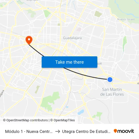 Módulo 1 - Nueva Central Camionera to Utegra Centro De Estudios Superiores map