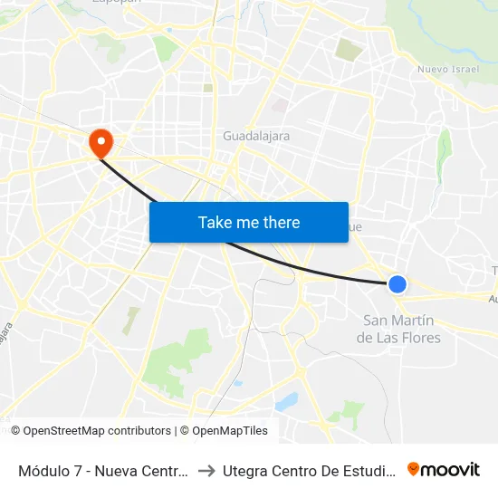 Módulo 7 - Nueva Central Camionera to Utegra Centro De Estudios Superiores map