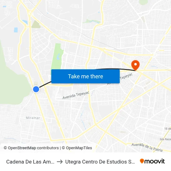 Cadena De Las Américas to Utegra Centro De Estudios Superiores map