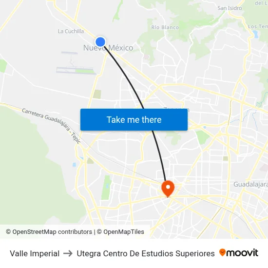 Valle Imperial to Utegra Centro De Estudios Superiores map