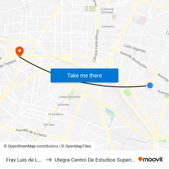 Fray Luis de León to Utegra Centro De Estudios Superiores map