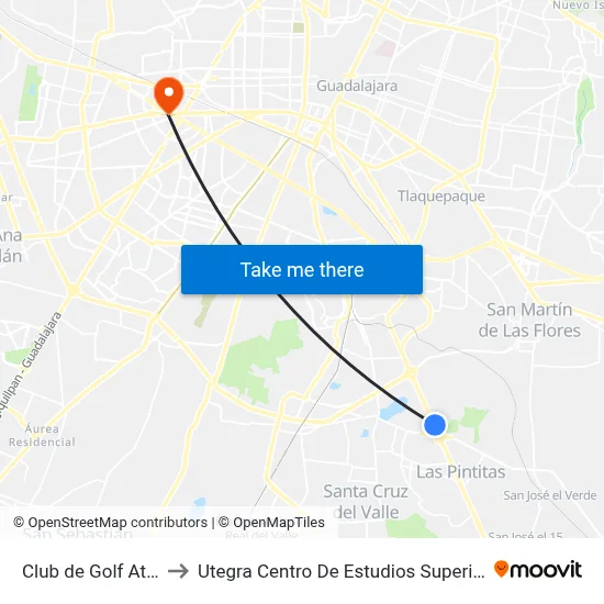 Club de Golf Atlas to Utegra Centro De Estudios Superiores map